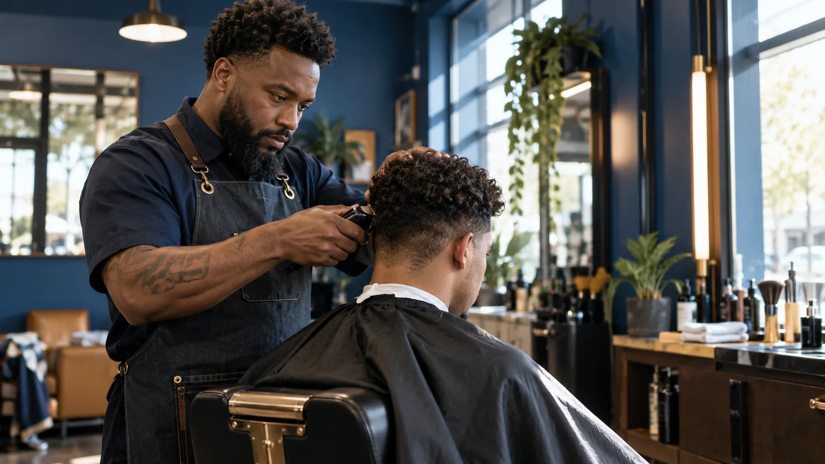 A cut in the chair. People choose from the work they can see and the ease of booking.