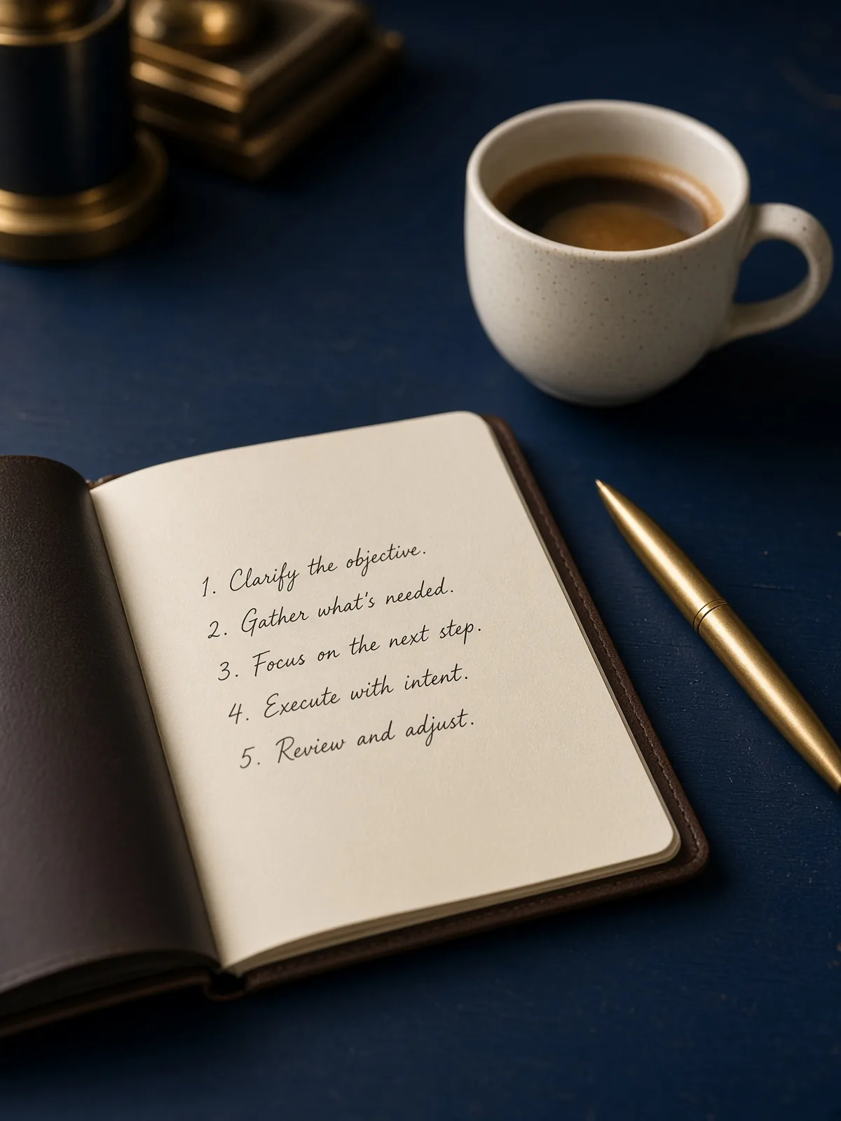 Five handwritten steps in a notebook. The Wells Protocol: every time, no shortcuts.